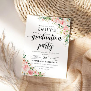 Blush Pink Rose Gold Graduation Party Invitation. Invitation