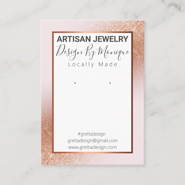 Blush Pink Rose Gold Jewellery Display Card (Front)