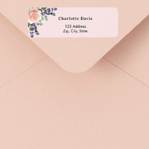 Blush pink rose gold lavender return address