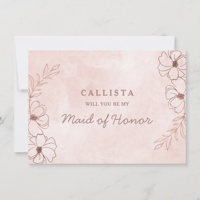 Blush Pink & Rose Gold Maid of Honour Proposal Car (Front)