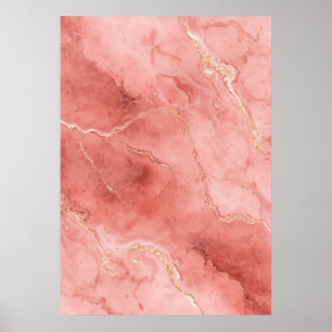 Blush Pink Rose Gold Marble Abstract Poster