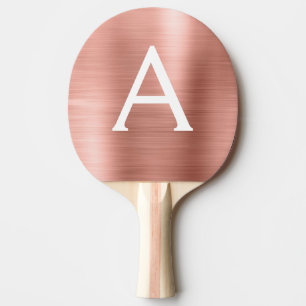 Blush Pink Rose Gold Metallic Foil Monogram Ping Pong Paddle