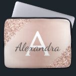 Blush Pink Rose Gold Metallic Glitter Monogram Laptop Sleeve<br><div class="desc">Blush Pink Rose Gold Metallic Glitter and Sparkle Modern and Elegant Monogram Case. This case can be customised to include your initial and first name and makes a great girly Christmas or Sweet 16 Birthday gift.</div>