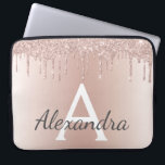 Blush Pink Rose Gold Metallic Glitter Monogram Laptop Sleeve<br><div class="desc">Blush Pink Rose Gold Metallic Dripping Glitter and Sparkle Modern and Elegant Monogram Case. This case can be customised to include your initial and first name and makes a great girly Christmas or Sweet 16 Birthday gift.</div>