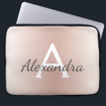 Blush Pink Rose Gold Metallic Ombre Monogram Laptop Sleeve<br><div class="desc">Blush Pink Rose Gold Metallic Modern and Elegant Monogram Case. This case can be customised to include your initial and first name and makes a great girly Christmas or Sweet 16 Birthday gift.</div>