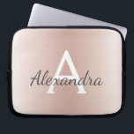 Blush Pink Rose Gold Metallic Ombre Monogram Laptop Sleeve<br><div class="desc">Blush Pink Rose Gold Metallic Modern and Elegant Monogram Case. This case can be customised to include your initial and first name and makes a great girly Christmas or Sweet 16 Birthday gift.</div>