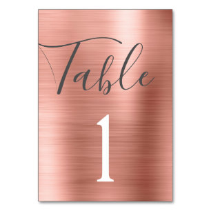 Blush Pink - Rose Gold Metallic Table Number