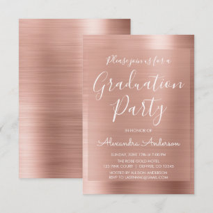 Blush Pink - Rose Gold Modern Graduation Party Invitation