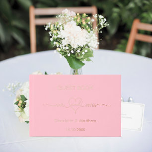 Blush pink rose gold mr mrs wedding  guest book