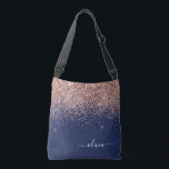 Blush Pink Rose Gold Navy Blue Glitter Monogram Crossbody Bag<br><div class="desc">Rose Gold - Blush Pink and Navy Blue anniversary,  baby shower or bachelorette party gift for someone that loves glam luxury and chic styles.</div>