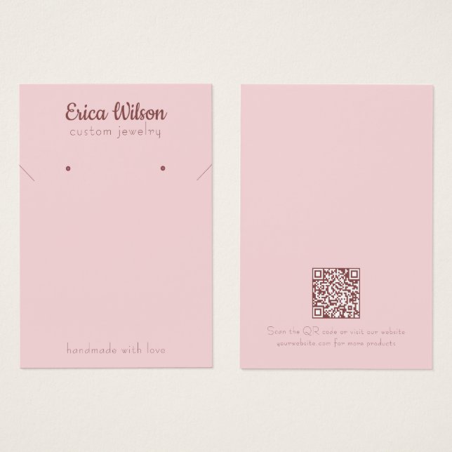 Blush Pink Rose Gold Necklace Earring Display card (Front & Back)