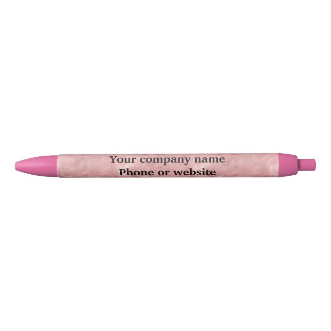 Blush Pink Rose Gold Personalised Small Business Black Ink Pen (Front)