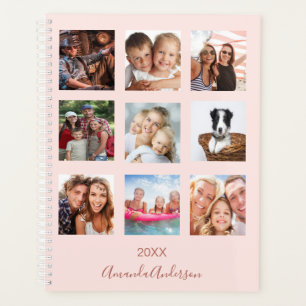 Blush pink rose gold photo collage 2025 planner