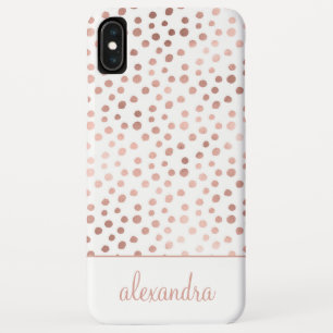 Blush Pink - Rose Gold Polka Dot Pattern Monogram iPhone XS Max Case
