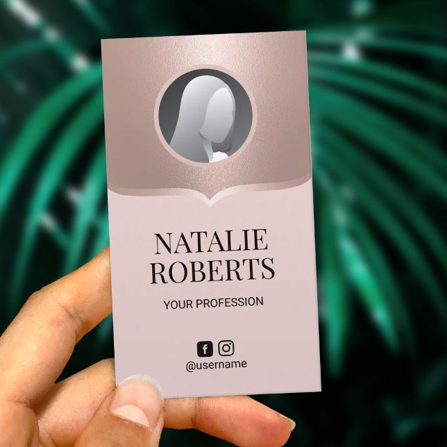 Blush Pink & Rose Gold Professional Photo Business Card (Creator Uploaded)