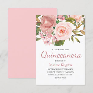 Blush Pink Rose Gold Quinceanera Party Invite