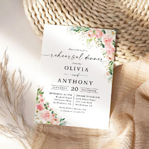 Blush Pink Rose Gold Rehearsal Dinner Invitation