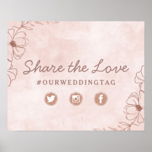 Blush Pink & Rose Gold Share the Love Wedding Sign