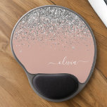 Blush Pink Rose Gold Silver Glitter Monogram Gel Mouse Mat<br><div class="desc">Rose Gold - Blush Pink and Silver Sparkle Glitter Monogram Name and Initial Mousepad (Mouse Pad). This makes the perfect sweet 16 birthday,  wedding,  bridal shower,  anniversary,  baby shower or bachelorette party gift for someone that loves glam luxury and chic styles.</div>
