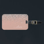 Blush Pink Rose Gold Silver Glitter Monogram Luggage Tag<br><div class="desc">Rose Gold - Blush Pink and Silver Sparkle Glitter Monogram Name Luggage Bag Tag. This makes the perfect sweet 16 birthday,  wedding,  bridal shower,  baby shower or bachelorette party gift for someone decorating her room in style.</div>