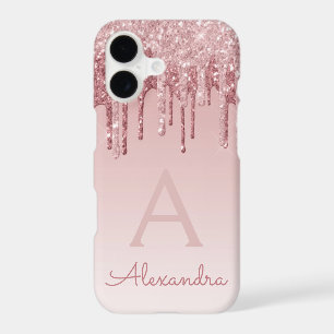 Blush Pink - Rose Gold Sparkle Glitter Monogram