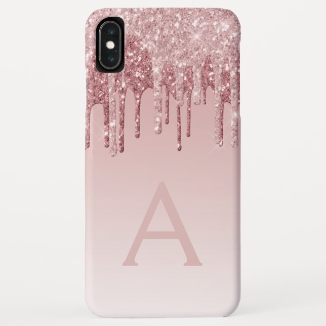 Blush Pink - Rose Gold Sparkle Glitter Monogram Case-Mate iPhone Case (Back)