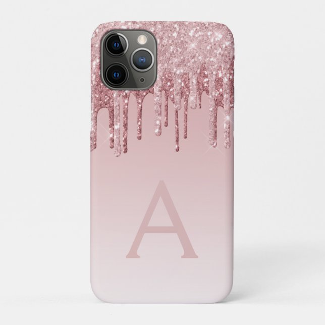 Blush Pink - Rose Gold Sparkle Glitter Monogram Case-Mate iPhone Case (Back)