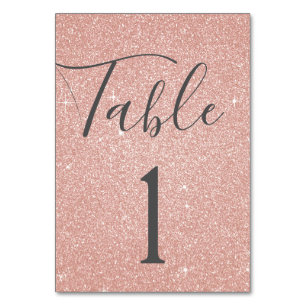 Blush Pink - Rose Gold Sparkle Table Number