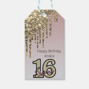 Blush Pink Rose Gold Sweet Sixteen Gift Tags