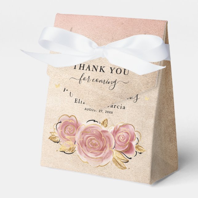 Blush Pink Rose Gold Thank You Birthday Party Favour Box (Front Side)