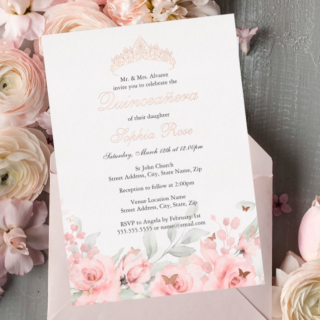 Blush Pink Rose Gold Tiara Quinceanera (Creator Uploaded)