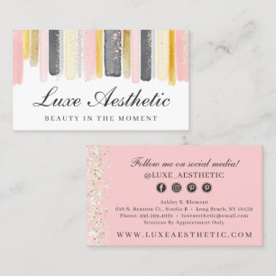 Blush Pink & Rose Gold Watercolor Social Media Business Card