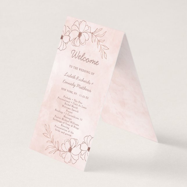 Blush Pink & Rose Gold Wedding Ceremony Program (Front)