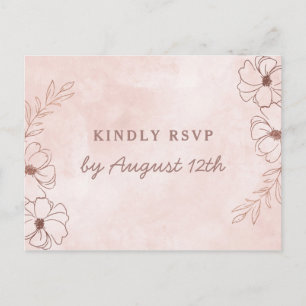 Blush Pink & Rose Gold Wedding Meal Choice RSVP Postcard