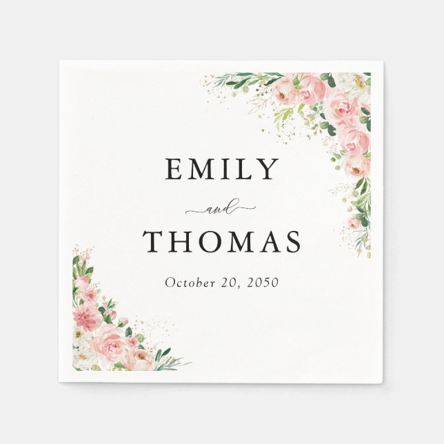 Blush Pink Rose Gold Wedding Napkins (Front)