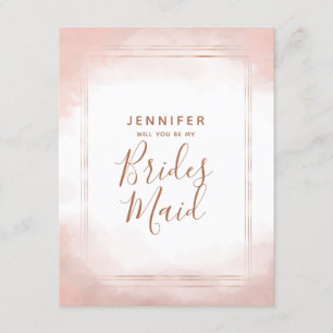 Blush Pink & Rose Gold Will You Be My Bridesmaid Invitation