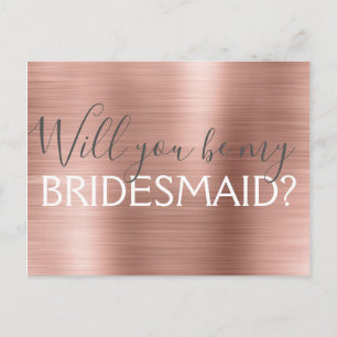 Blush Pink - Rose Gold Will You be my Bridesmaid Invitation Postcard