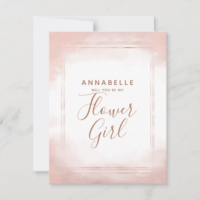 Blush Pink & Rose Gold Will You Be My Flower Girl Invitation (Front)