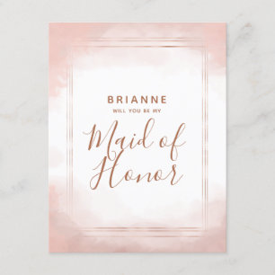Blush Pink Rose Gold Will You Be My Maid of Honour Invitation