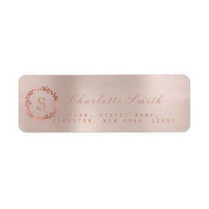 Blush Pink Rose Gold Wreath VIP Monogram RSVP