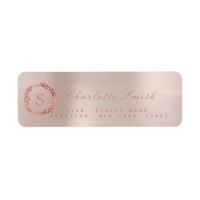 Blush Pink Rose Gold Wreath VIP Monogram RSVP (Front)
