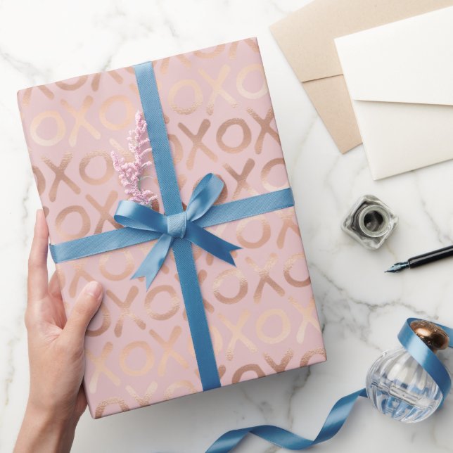 Blush Pink Rose Gold XOXO Wrapping Paper (Gifting)