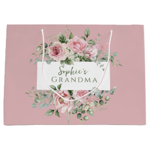 Blush Pink Rose Grandma Large Gift Bag