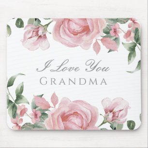 Blush Pink Rose Grandma Mouse Mat