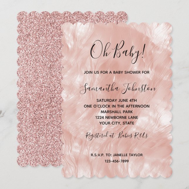 Blush Pink Rose  Invitation (Front/Back)