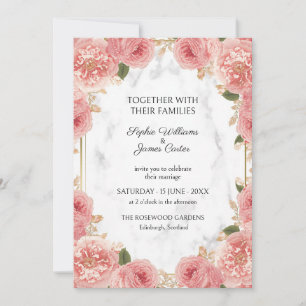 Blush Pink Rose Marble Wedding Invitation