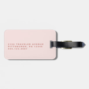 Blush Pink Rose Monogram Luggage Tag
