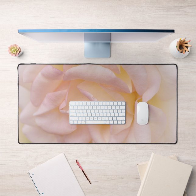 Blush Pink Rose Petals Art Desk Mat Pad (Office 1)
