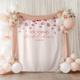 Blush Pink Rose Petals Bridal Shower Backdrop Tapestry