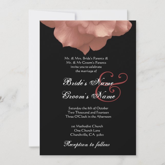 BLUSH PINK Rose Petals Wedding Invitation (Front)